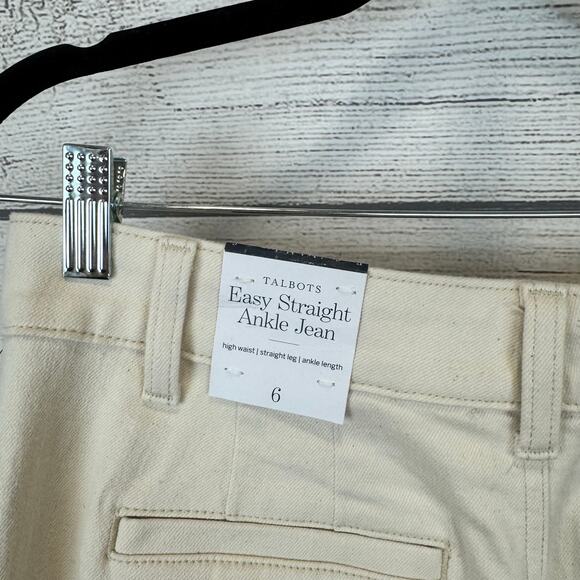 Talbots Women's Ivory Easy Straight Leg Ankle Fray Hem Jeans Size 6 - Picture 5 of 10